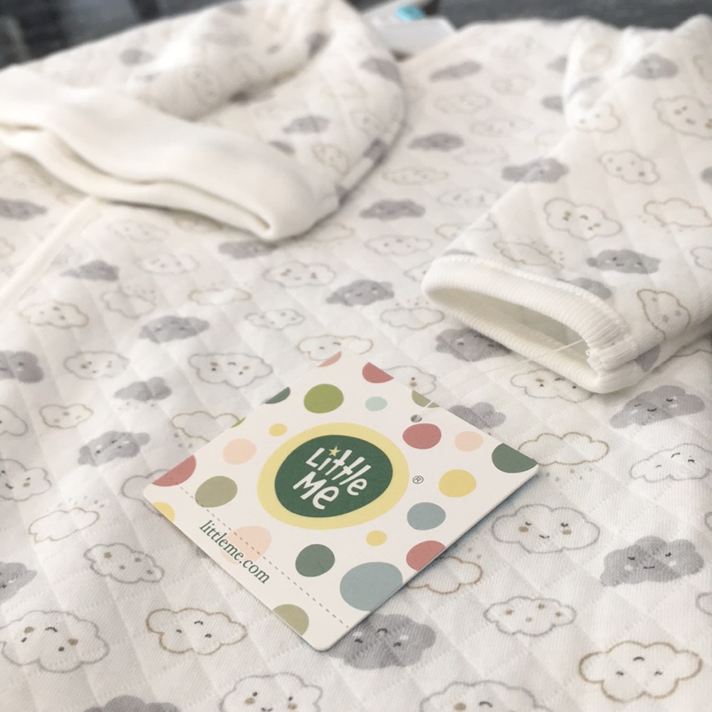 NWT Little me ivory footies with hat 6 months